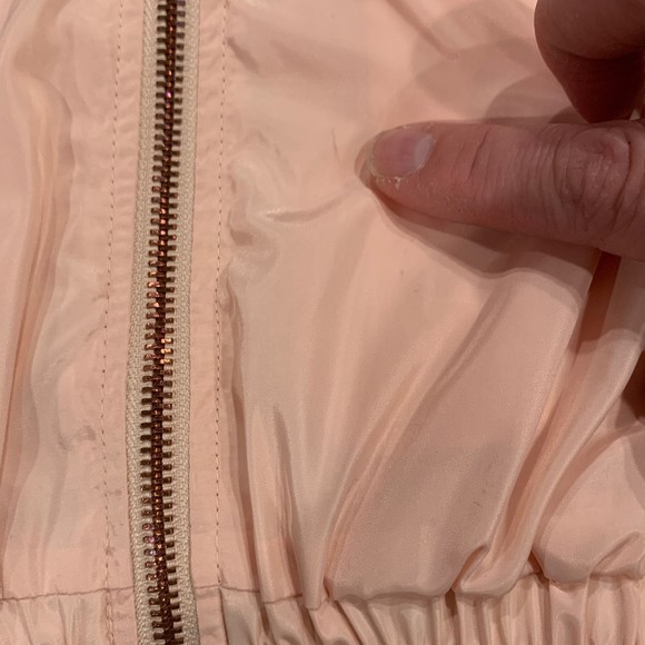 Love Tree Pink Bomber Jacket with Rose Gold zipper/ Coat; size medium - Picture 9 of 9